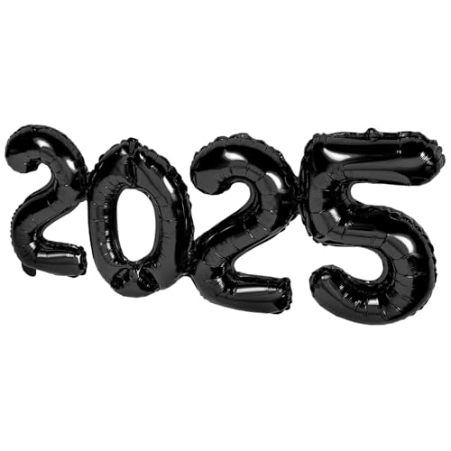 OUNONA 1 Satz 2025 Zahlenballon 2025 Folienballons Partyballons Dekorationen Jumbo Grad Blau Abschlussballons Frohes Neujahrsballons Mädchen Vorabend Neujahrsdekore Black Aluminiumfolie von OUNONA