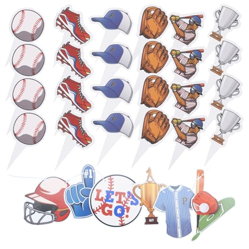 OUNONA 1 Satz Baseball Geburtstagsparty Dekoration Banner Cupcake Picks für Rugby Themenfeiern Deko für Lebendige Feiern und Fotos von OUNONA
