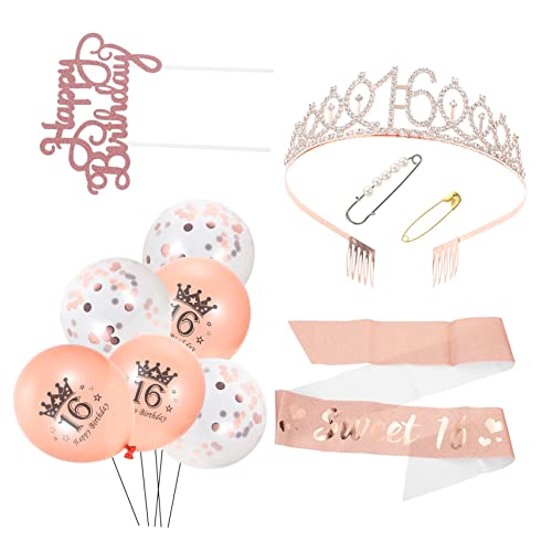 OUNONA 1 Satz Geburtstagsfeier Dekorationsset für Frauen Teiliges mit Krone Sash und Luftballons Roségold für Geburtstagsfeier für Besondere Anlässe und Unvergessliche Feiern von OUNONA