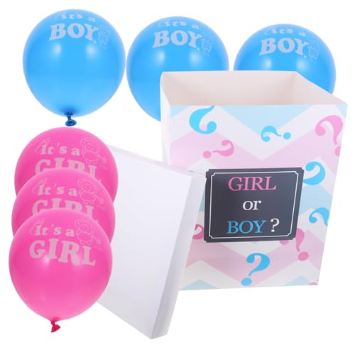 OUNONA 1 Satz Gender Reveal Box mit Luftballons für Babyparty Geschlecht Enthüllung Box für Junge oder Farbenfrohe Dekoration für Shower Party von OUNONA