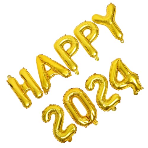 OUNONA 1 Satz Goldene Folienballons Happy Neue Jahr Party Dekoration für Geburtstagsfeiern Festliche Aluminiumfolie Luftballons für Silvester und Events von OUNONA