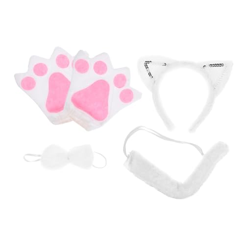 OUNONA 1 Satz Katzenohren Kostümset für Halloween Weißes Haarband mit Glitzer Schwänzchen und Handschuhen für Karneval Cosplay Geburtstagsfeiern und Fotoshootings OUNONA 1 Satz Katzenohren Kostümset für Halloween Weißes Haarband mit Glitzer Schwänzchen und Handschuhen für Karneval Cosplay Geburtstagsfeiern und Fotoshootings von OUNONA
