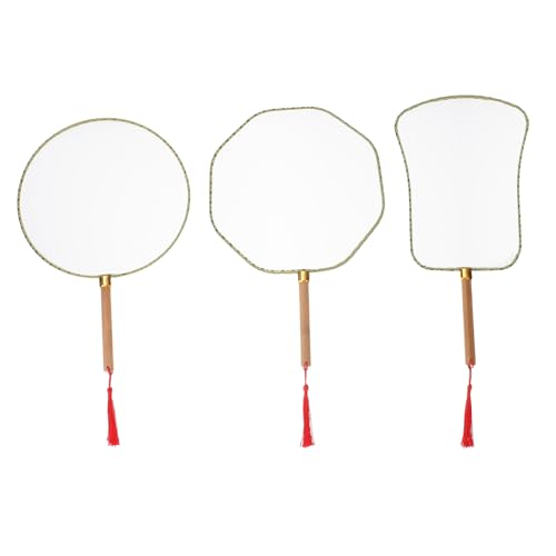 OUNONA 1 Satz Leere Handfächer Für Diy Malfächer Rundfächer Für Kreative Kunstprojekte Für Malen Und Basteln Designs Elegant Und Langlebig Zufällige Farbe 3 Stück von OUNONA