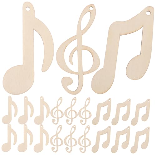 OUNONA 1 Satz Musiknoten Holzscheiben Unbearbeitete Holzstückchen Für Diy Bastelprojekte Und Vielseitig Für Musikpartys Scrapbooking Und Handgemachte 30 Stück von OUNONA