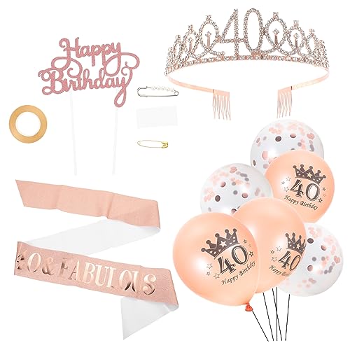 OUNONA 1 Satz Roségoldene Krone mit Schärpe für Geburtstagsparty Teiliges mit Ballondekoration für Unvergessliche Feiern und Kreative Tortendeko von OUNONA