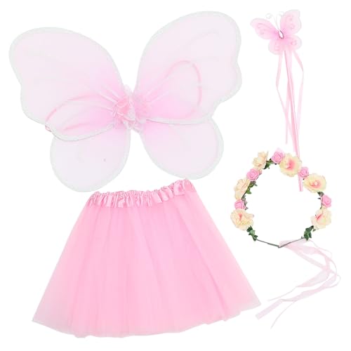 OUNONA 1 Satz Schmetterlingskostüm Set Teilig mit Rock Flügel Haarreif und Zauberstab für Halloween und Themenpartys für Kleine Mädchen von OUNONA
