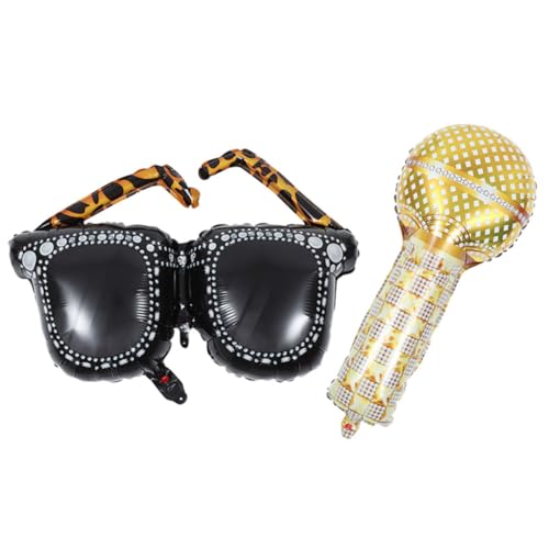 OUNONA 1 Satz Teiliges Folienballon Dekoration für Jahre Party Mikrofon und Sonnenbrille Aluminiumfolie für Geburtstagsfeiern und Musikfestivals von OUNONA
