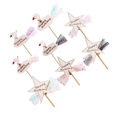 OUNONA 1 Satz Teiliges Set Kreative Tortenaufsätze Niedliche Schwäne Für Geburtstagskuchen Mini Dessert Deko Für Partys Und Heimdekoration Sicher Und Einfach Der Anwendung 8 Stück von OUNONA