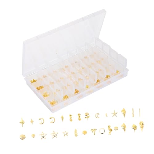 OUNONA 1 Schachtel Fächer Nageldekorationen mit Stern mond design Glänzende DIY Maniküre Zubehör für Stilvolle Fingernägel Einfache Anwendung Geeignet für Damen bei Shopping Party und von OUNONA