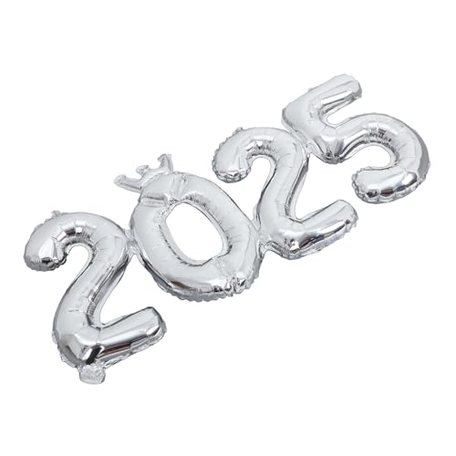 OUNONA 1 Set 2025 Aluminiumfolienballon Für Ballons Gelbe Foliendekorationen Jahresfest Party Große Zahl Erstes Für Rosa 2025 Ballon Ballons Dekoration Silber von OUNONA