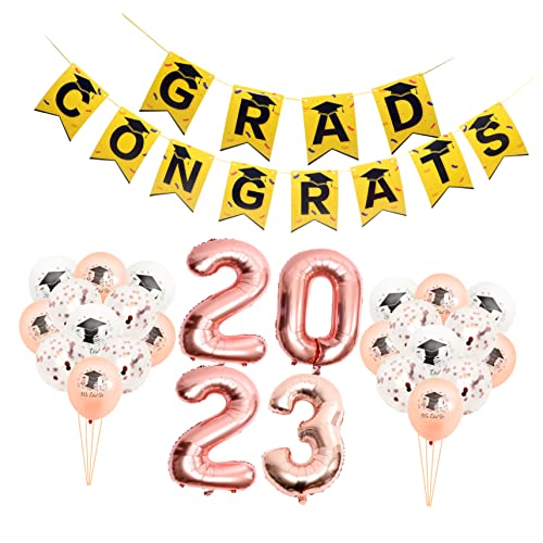 OUNONA 1 Set Abschlussballons Partydekorationen Willkommensgrüße Glückwunschballons Abschlussdekorationen Gelber Ballonbogen Bausatz Großpackung 2023 Folienballons Pastell von OUNONA