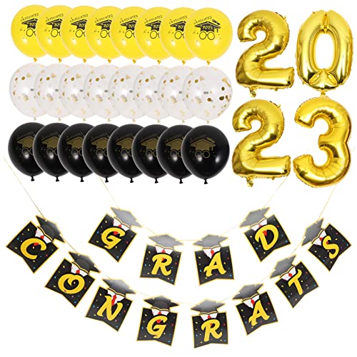 OUNONA 1 Set Abschlussfeier Dekorationen Abschluss Dekorationen Abschlussballon 2023 Abschlussfeier Zubehör Glückwunsch Abschlussbanner 2023 Abschlussfeier Banner Set Ballons von OUNONA