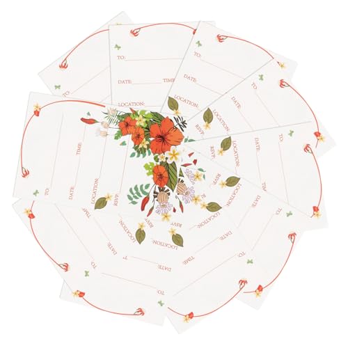 OUNONA 10 Blatt Blumenmuster Einladungskarten für Hochzeiten Kreative Robuste Grußkarten aus Dickem Papier für Feierlichkeiten und Besondere Anlässe von OUNONA