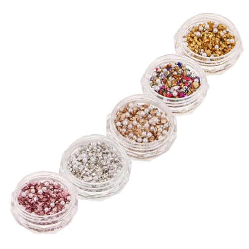 OUNONA 10 Kartons Nagelkunst Schmuck Irreguläre Flache Nail Charms mit Zerstoßenen Steinen und Mini-perlen Bunte Schimmernde Nageldekoration für DIY Maniküre und Nageldesign OUNONA 10 Kartons Nagelkunst Schmuck Irreguläre Flache Nail Charms mit Zerstoßenen Steinen und Mini-perlen Bunte Schimmernde Nageldekoration für DIY Maniküre und Nageldesign von OUNONA