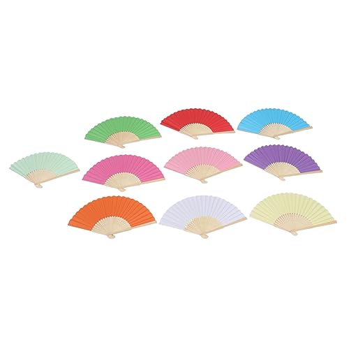 OUNONA 10 Stück Faltbarer Handfächer Farben DIY Papierfächer für Hochzeit Party und Dekoration zum Malen und Gestalten Tragbar und Kreativ von OUNONA