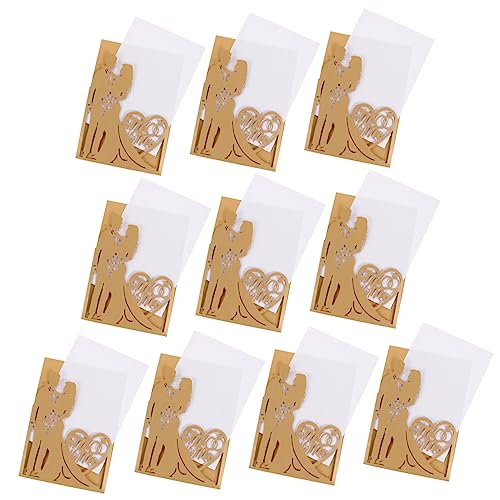 OUNONA 10 Stück Grußkarte Kleid Hochzeitskarte Einladungen zur Hochzeitsfeier Brautjungfer jubiläumskarte anniversary card Einladungskarten für Partys Einladungen aushöhlen Papier Golden OUNONA 10 Stück Grußkarte Kleid Hochzeitskarte Einladungen zur Hochzeitsfeier Brautjungfer jubiläumskarte anniversary card Einladungskarten für Partys Einladungen aushöhlen Papier Golden von OUNONA