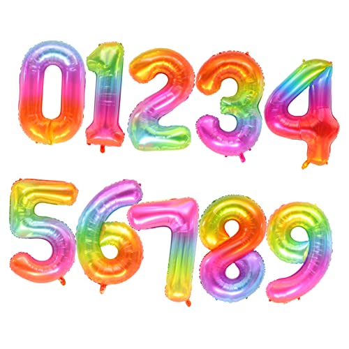 OUNONA 10 Stück Jumbo Zahlenballons aus Aluminiumfolie Fruchtigen Farben für Geburtstagsfeiern Kindergeburtstag Hochzeiten und Besondere Anlässe von OUNONA