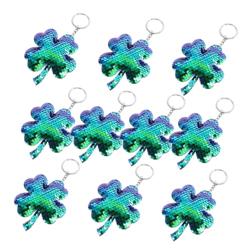 OUNONA 10 Stück Schlüsselanhänger Mit Vierblättrigem Kleeblatt Mädchen Schlüsselanhänger Rucksackschlüsselkette Schlüsselanhänger Für Party Plastik Green von OUNONA