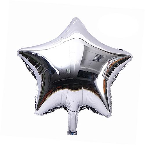 OUNONA 10 Stück Silberne Fünf Punkt Stern Folienballons für Valentinstag Hochzeit Geburtstag Partydekoration Langlebig und Wiederverwendbar von OUNONA