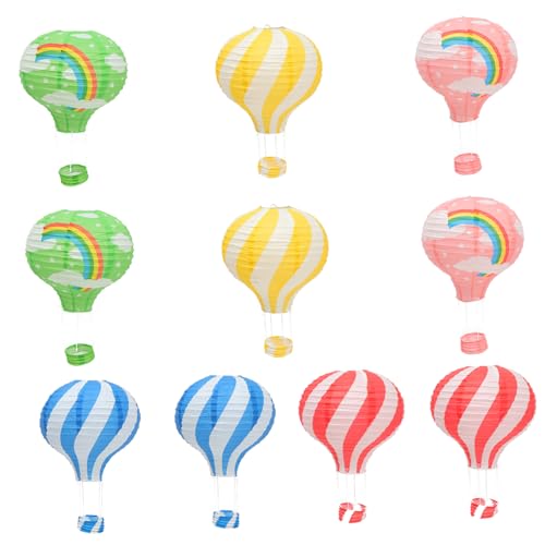 OUNONA 10 Stück Teiliges Bunte Papier heißluftballon lampion Deko Wiederverwendbar Robustes Material für Kindergarten Flur Klassenzimmer Party Festdekoration Vielseitig Kombinierbar von OUNONA