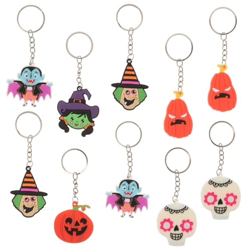 OUNONA 10 Stück Teiliges PVC Halloween Schlüsselanhänger Niedliche Cartoon Anhänger Langlebig Leicht Vielseitige Festival Deko Perfektes Kleines für Familie und Freunde von OUNONA