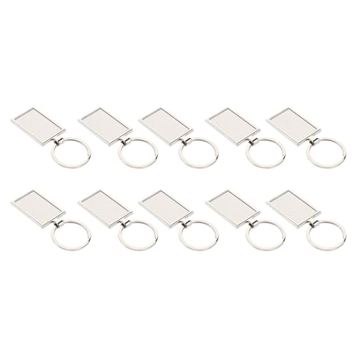 OUNONA 10 Stück Teiliges Rechteckige Metall schlüsselanhänger Blanko Nummernschild Anhänger Modisch Gravierbar als Schlüsselring oder Taschenanhänger Robust Silberfarben Anti verlust von OUNONA