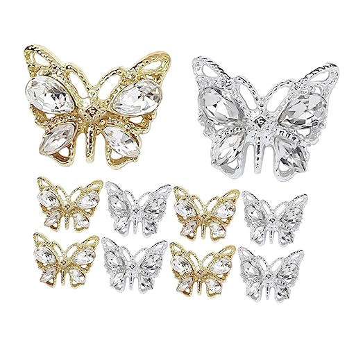 OUNONA 10 Stück Teiliges Schmetterling Nail Art Glänzende Metall strasssteine Langlebige Nagel Schmucksteine Modische DIY Nail Charms für Frauen Vielseitig für Nägel und Dekoration von OUNONA