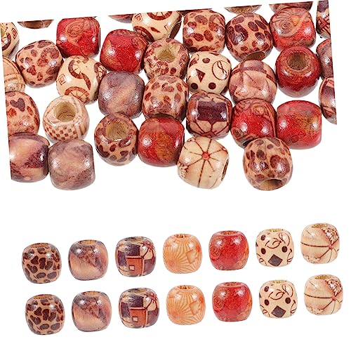 OUNONA 100 Stück Holz Haarperlen für Dreadlocks und Zöpfe Leichte Diy Schmuckperlen für Haarsträhnen Bastelprojekte und Haarschmuck Dread Beads für Frisuren von OUNONA