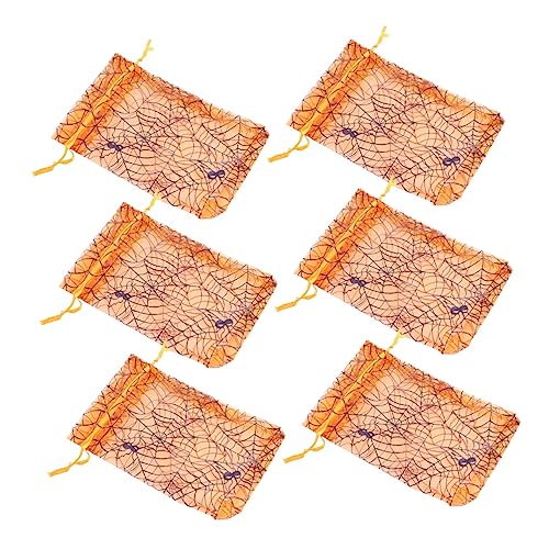 OUNONA 100 Stück Teiliges Halloween Organzasäckchen mit Kordelzug Spider Netz Muster Vielseitige Geschenksäckchen für Süßigkeiten Schmuck und Partydekoration Langlebig und Praktisch von OUNONA