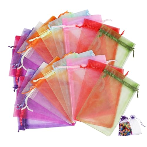 OUNONA 100Stücke Kleine Organzabeutel Durchsichtige Süßigkeitenbeutel mit Kordelzug Elegante Verpackung für Hochzeiten Geburtstagsfeiern und Partygeschenke Vielseitige von OUNONA