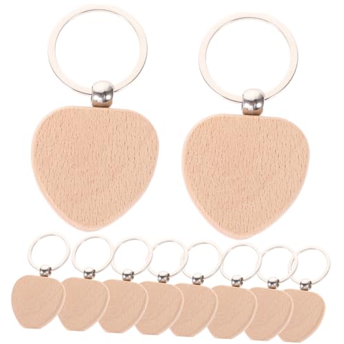 OUNONA 10Stücke Holz Schlüsselanhänger DIY Holzschlüsselhalter für Kreative Bastelprojekte Blanko Holzringe für Gestaltung Dekoration von OUNONA