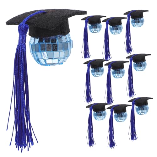 OUNONA 10pcs Cupcake Toppers Mit Abschlusskappe Tassels Disco Ball Gestaltet Grad Cap Ornamente Für Die Abschlusssaison Kuchen Für Die University High School College von OUNONA