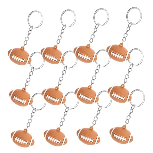 OUNONA 12 Stück Kugel Schlüsselanhänger Rugby Plüsch Schwimmbad geburtstagsgeschenk schlüsselring Gefälligkeiten für Fußballspiele Schlüsselanhänger für Sportfans weiches Gummi Brown von OUNONA