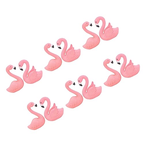 OUNONA 12 Stück Teiliges Flamingo Kuchen Dekorationsset Adorable Flamingo Ornamente für Micro Landschaften und Fahrzeugdeko mit Offenen Flügeln mit Geschlossenen Flügeln von OUNONA