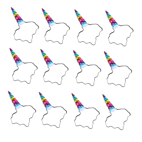 OUNONA 12 Stück Teiliges Haarreif Einhorn Haarband Regenbogenfarben Weiches Langlebiges Material Bequem Tragbar für Mädchengeschenke Themenpartys Bühnenauftritte und Fotoshootings von OUNONA