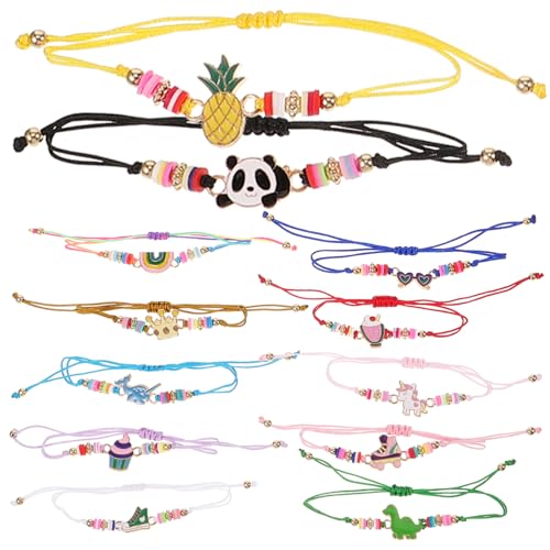 OUNONA 12 Stück Teiliges Kinderarmband für Mädchen Verstellbare Schmuckstücke mit Dinosaurier Krone Eiscreme und Bunten Designs für Kindergeburtstagsfeiern und von OUNONA