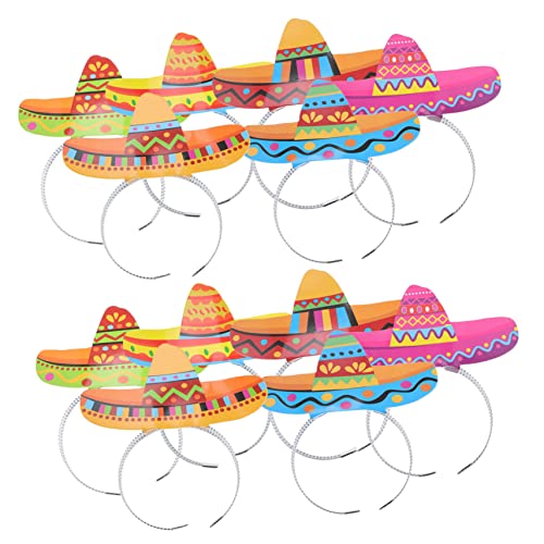 OUNONA 12 Stück Teiliges Mexikanische Sombrero Stirnbänder Hut Designs Komfortable Party Haarreifen für Cinco De Mayo Karneval Kostüm und Festivaldekoration Geeignet für Erwachsene von OUNONA