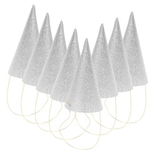OUNONA 12Stücke Glitzernde Partyhüte für Erwachsene Dreieckige Geburtstagskrone mit Glitzer Partydekorationen Silber Für Hochzeiten Babypartys von OUNONA
