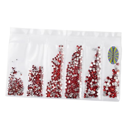 OUNONA 1364 Stück Teiliges Nail Art Strasssteine Rot Langlebige Leichte Glassteine für DIY Maniküre Flachboden Nageldekoration Geeignet für Natürliche und Künstliche Nägel Damen Nail Art von OUNONA