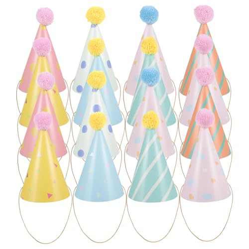 OUNONA 16 Stück Teiliges Partyhüte mit Pompon Bunte Geburtstagsmützen aus Papier Elastische Partyhüte Komfortable Festkopfbedeckung für Geburtstagsfeier und Festliche Anlässe OUNONA 16 Stück Teiliges Partyhüte mit Pompon Bunte Geburtstagsmützen aus Papier Elastische Partyhüte Komfortable Festkopfbedeckung für Geburtstagsfeier und Festliche Anlässe von OUNONA