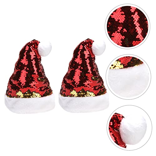 OUNONA 2 STÜCK Plüsch Weihnachtsmütze mit Pailletten Glänzende Weihnachtsdekoration für Erwachsene Warm und Festlich für Weihnachtsfeiern und Feiern von OUNONA