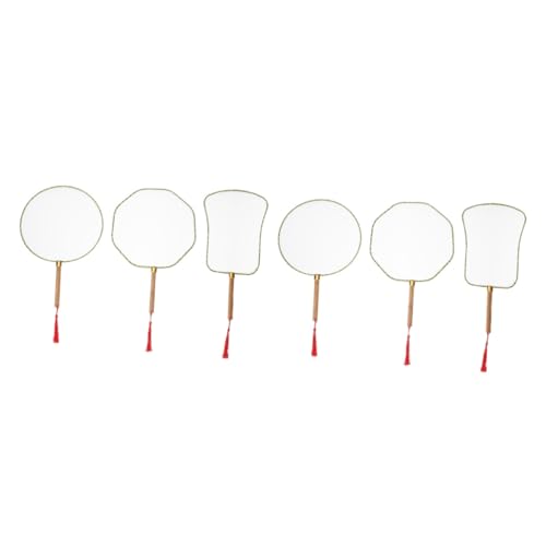 OUNONA 2 Sätze Diy Blanko Fans Handgemachte Malerei Zubehör Für Leere Runde Fächer Mit Holzgriffen Für Kreative Projekte Und Bastelarbeiten Zufällige Farbe 3 Stück * 2 von OUNONA