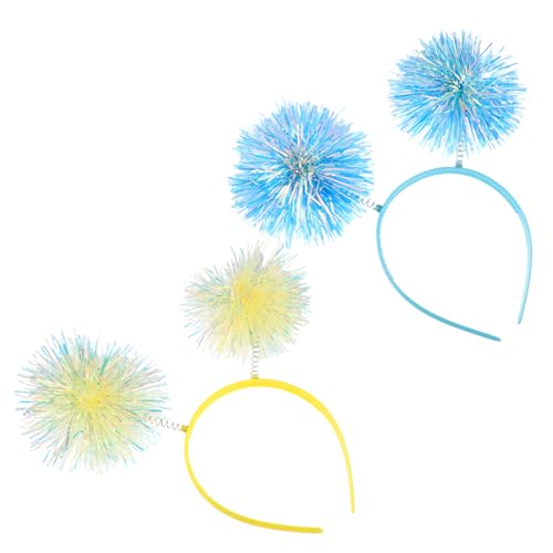 OUNONA 2 Stück Bunte Glitzer pompom Haarreifen Leichte Bequeme Kopfbänder für Damen Mädchen Festlicher Kopfschmuck für Weihnachten Halloween Geburtstag Party Cosplay von OUNONA