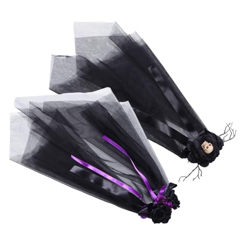 OUNONA 2 Stück Gothic Braut Kopfschmuck Schwarzer Schleier mit Dunkler Schleife Leicht Vielseitiges Halloween und Hochzeit Accessoire für Damen und Kreative Fotosessions von OUNONA