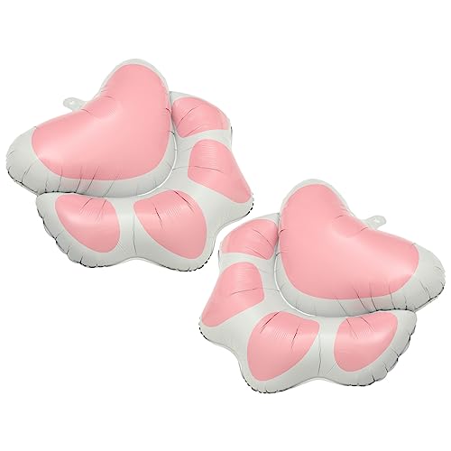 OUNONA 2 Stück Hundepfote Ballon Geburtstagsdekorationen Welpen-geburtstagsparty-dekorationen Karikatur Luftballons Mit Pfotenabdruck Geformt Folienballons Lasst Uns Aluminiumfolie Rosa von OUNONA