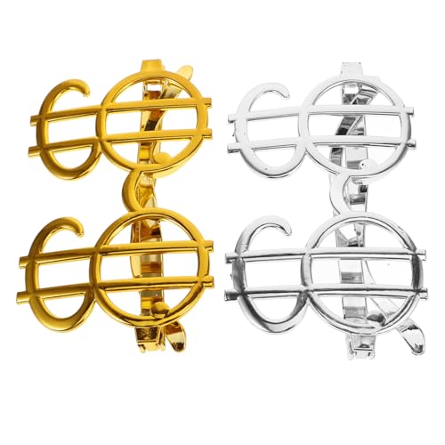 OUNONA 2 Stück Partybrillen Witzigen Formen Dekorative Sonnenbrillen für Hochzeiten und Feiern Leicht und Tragbar für Jede Gelegenheit Silberne und Goldene Ausführung von OUNONA