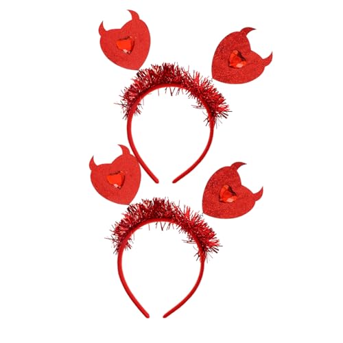 OUNONA 2 Stück Stirnband Party-Stirnbänder Haarreifen Herz Haarspange valentinstag kopfbedeckungen haarschmuck haircharm kopfschmuck lustige Stirnbänder Feiern Sie Haare Filzstoff rot von OUNONA