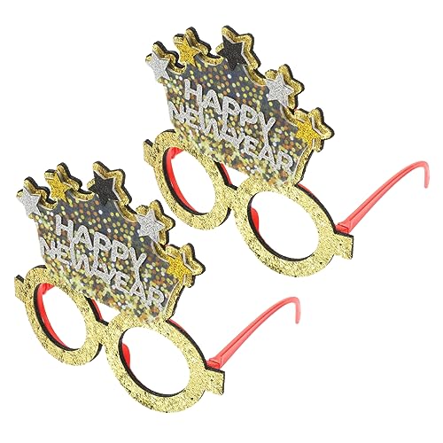 OUNONA 2 Stück Teiliges Neujahrsbrille Partydekoration Kronenform Foto Requisit Lustige Silvester Feier Zubehör von OUNONA
