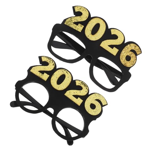 OUNONA 2 Stück Teiliges Year S Eve Partybrille aus Robustem Pc und Filz Auffällige Schwarze und Goldene Glitzerrahmen Leichtes Kompaktes Party-accessoire für Foto-requisiten und OUNONA 2 Stück Teiliges Year S Eve Partybrille aus Robustem Pc und Filz Auffällige Schwarze und Goldene Glitzerrahmen Leichtes Kompaktes Party-accessoire für Foto-requisiten und von OUNONA