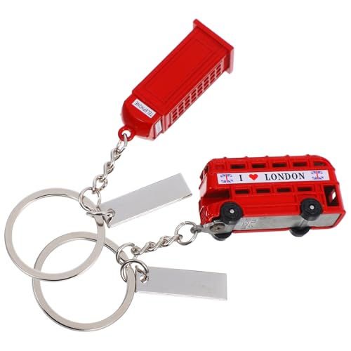 OUNONA 2 Stück Telefonzellen-Schlüsselanhänger schlüsselanhänger set schlüsselanhänger metall multifunktionaler schlüsselanhänger Doppelstockkette London-Souvenirs Zinklegierung von OUNONA